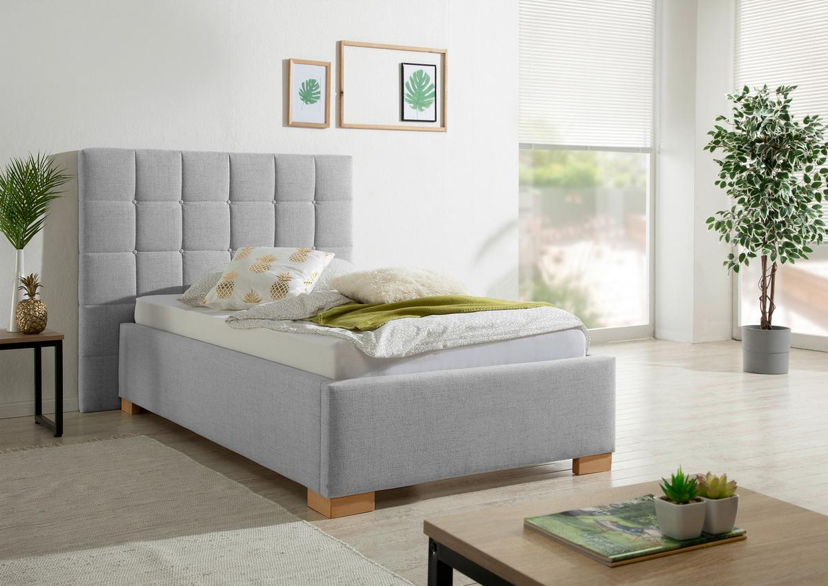 Polsterbett Cueno Grau ca. 100x200 cm - Naturfarben/Grau, MODERN, Holz/Textil (100/200cm) - Livetastic
