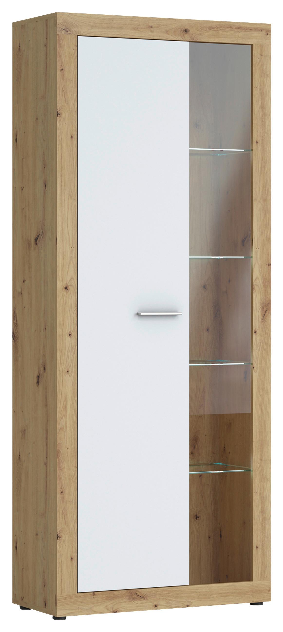 Vitrina Brilon - bela/crna, Romantično / Seoski, staklo/pločasti materijal (78/192/35cm) - Modern Living