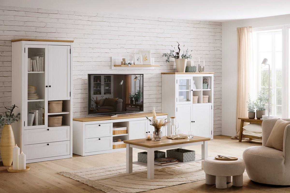 Wandboard Korsika Eichefarben/Weiß - Eichefarben/Weiß, ROMANTIK / LANDHAUS, Holzwerkstoff (100/23,5/25cm) - Mömax