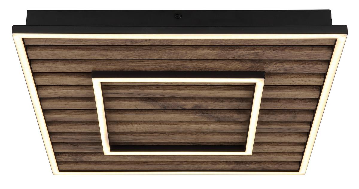 Led Mennyezeti Lámpa 67345d1 Woody - sötétbarna/fekete, Natur, műanyag/faalapú anyag (45/45/6cm) - Globo