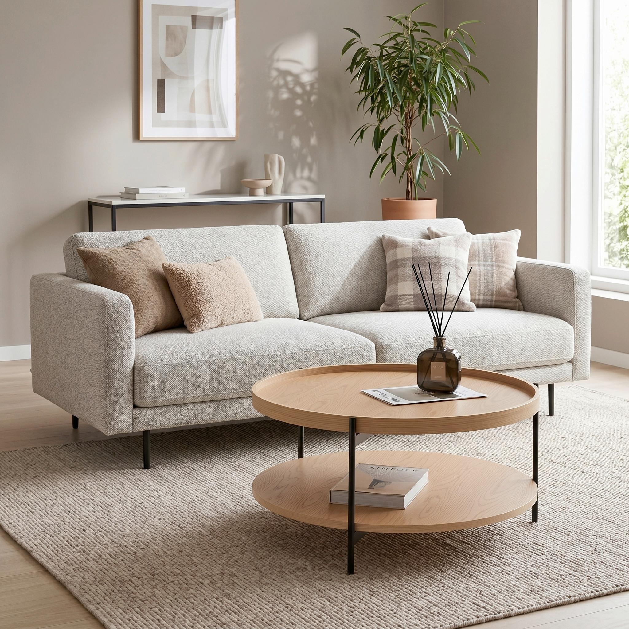 SOFFBORD PLATE - svart/naturfärgad, Modern, metall/trämaterial (80/40/80cm) - Mömax