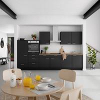 Küchenblock Touch Low m. Geräten Schwarz - Edelstahlfarben/Eichefarben, MODERN, Holzwerkstoff/Metall (360cm) - Nobilia