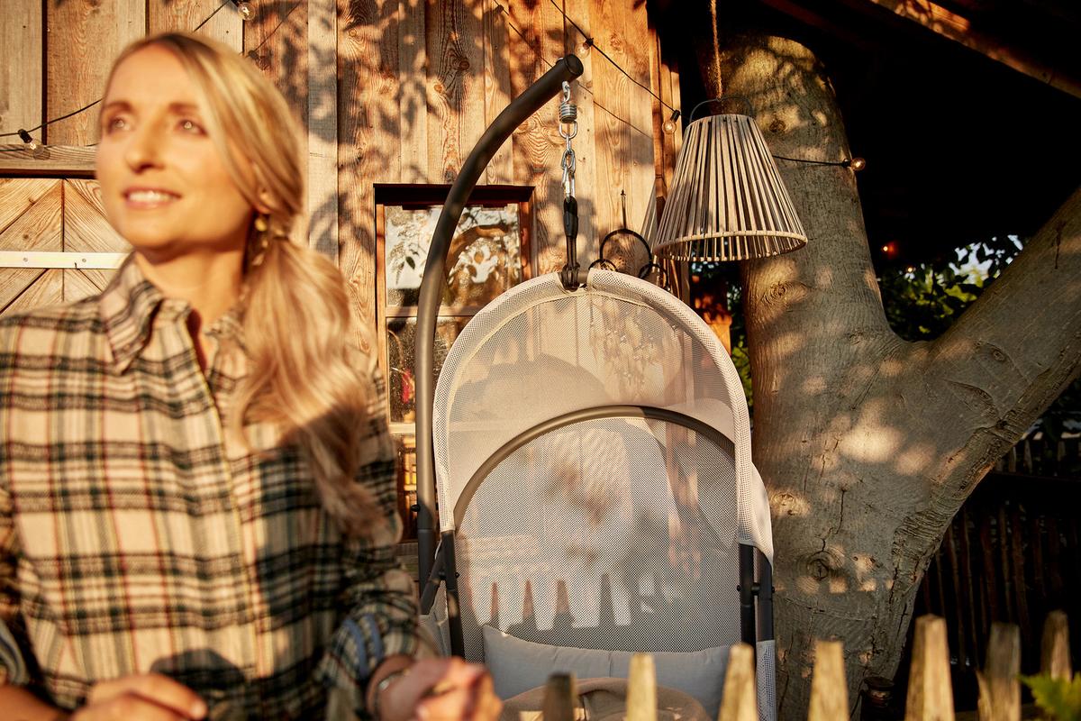 HÄNGESESSEL M90915 - Anthrazit/Grau, KONVENTIONELL, Kunststoff/Textil (123/195/106cm) - Siena Garden