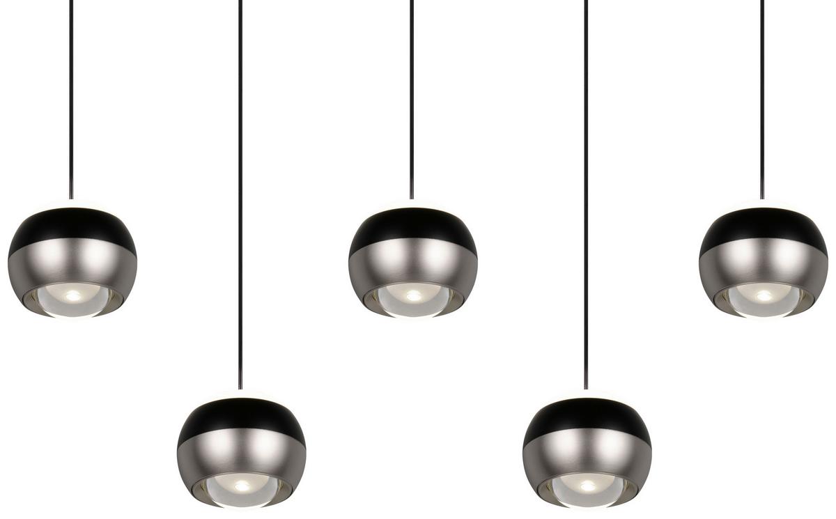 LED-Hängeleuchte Orbit Schwarz/Nickelfarben max. 8 W - Schwarz/Nickelfarben, Design, Metall (100/10,5/200cm) - Trio Leuchten
