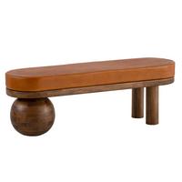 Sitzbank Ziegenleder - Braun, Design, Leder/Holz (140/47/40cm) - Livetastic