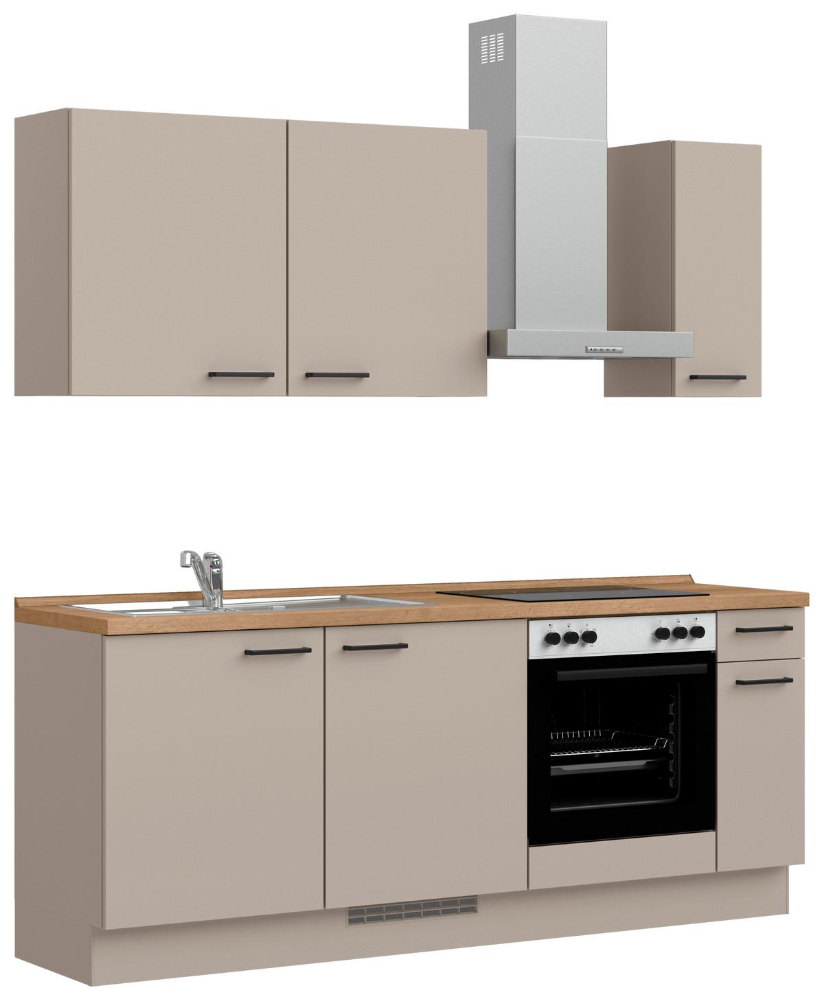 Küchenleerblock Easytouch Low o. Geräte Sandfarben - Sandfarben/Eichefarben, MODERN, Holzwerkstoff/Metall (210cm) - Nobilia