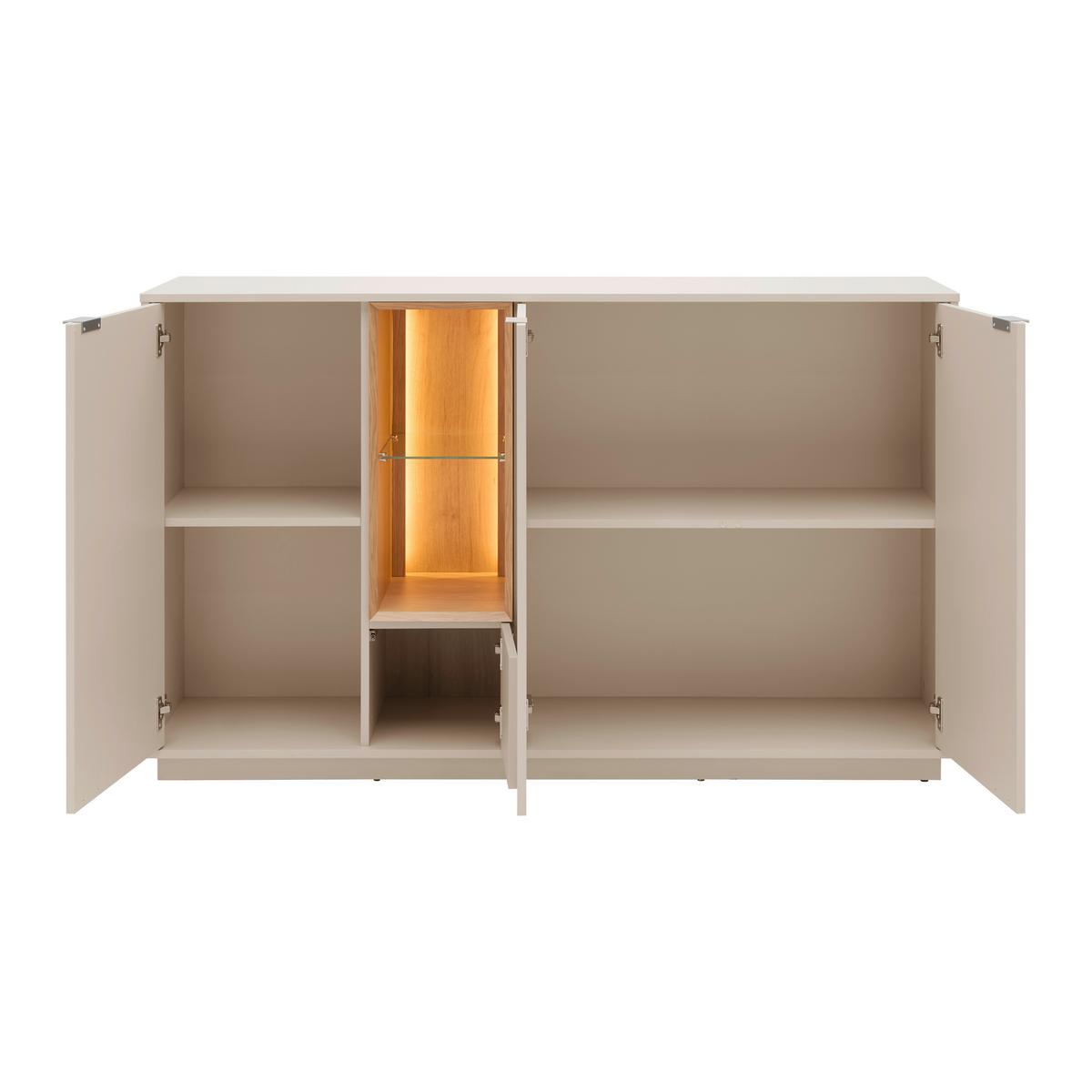 Sideboard Velasca Eichefarben/Kaschmir - Kaschmir/Eichefarben, MODERN, Glas/Holzwerkstoff (158,6/95,4/40cm) - Premium Living