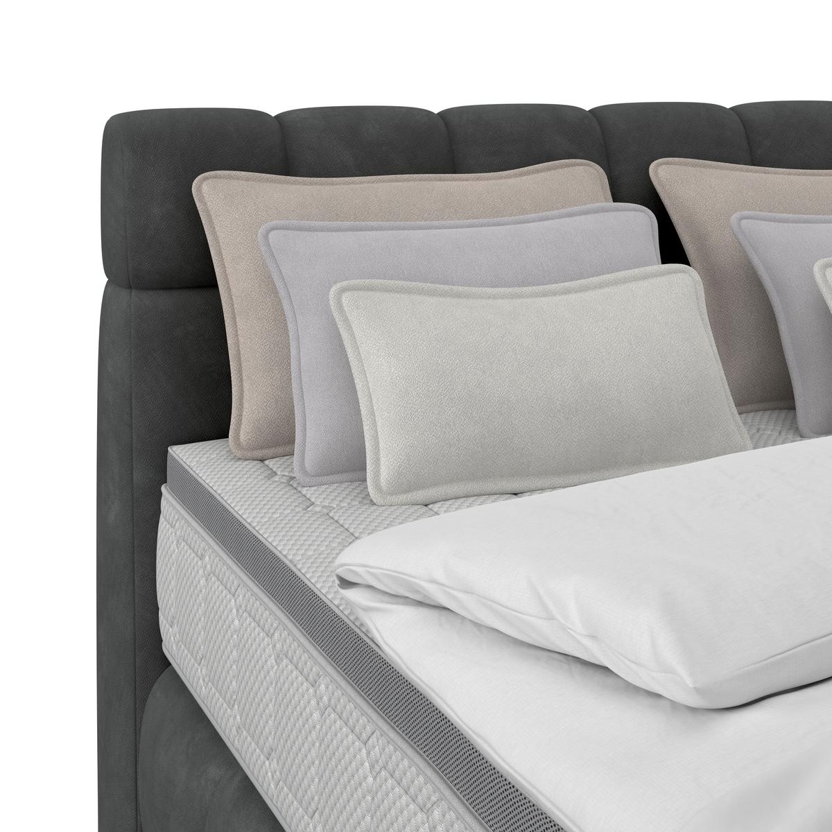 Boxspring Krevet Nobu - crna/antracit, Trend, drvo/tekstil (140/200cm) - Premium Living