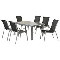 GARTENSET AMALFI - Silberfarben/Schwarz, MODERN, Textil/Metall - Gardenson