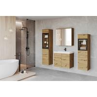 Badmöbel-Set 5-tlg. Madrit mit LED ca. 120 cm Eiche Artisan - Silberfarben/Eiche Artisan, LIFESTYLE, Glas/Keramik (120cm) - P & B
