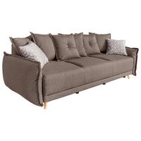 Dreisitzer-Sofa in Hellbraun ´LAZY LUKKA HELLBRAUN´ - Hellbraun/Hellgrau, Basics, Holz/Textil (230/80/100cm) - MID.YOU