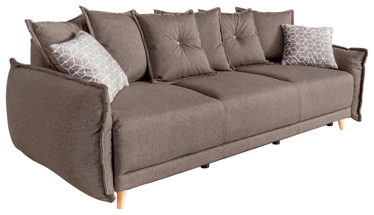 Dreisitzer-Sofa in Hellbraun ´LAZY LUKKA HELLBRAUN´ - Hellbraun/Hellgrau, Basics, Holz/Textil (230/80/100cm) - MID.YOU