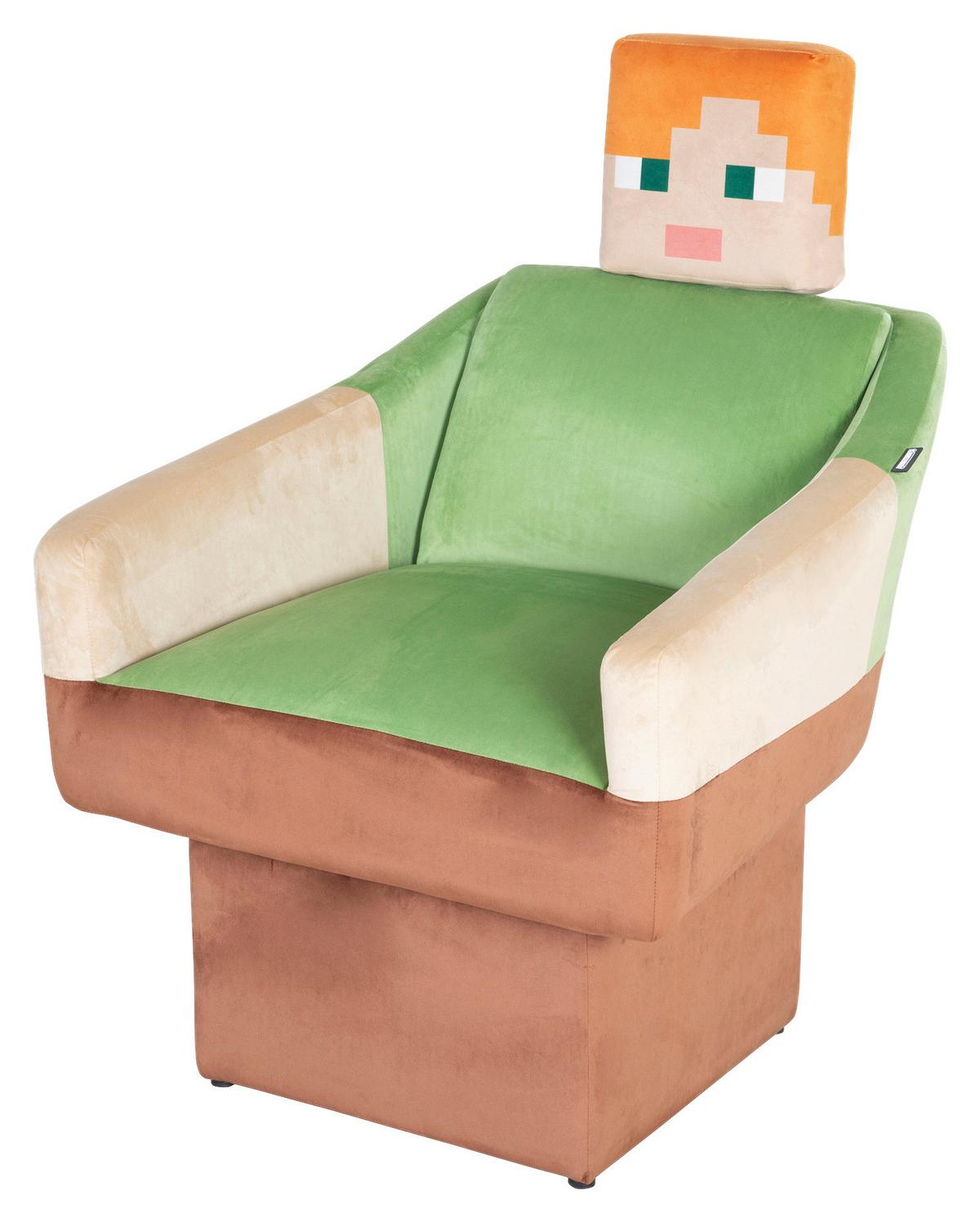 Loungesessel Mincraft Alex ca. 69x96x75 cm Grün/Braun - Multicolor/Grün, MODERN, Holzwerkstoff/Textil (69kg) - Minecraft