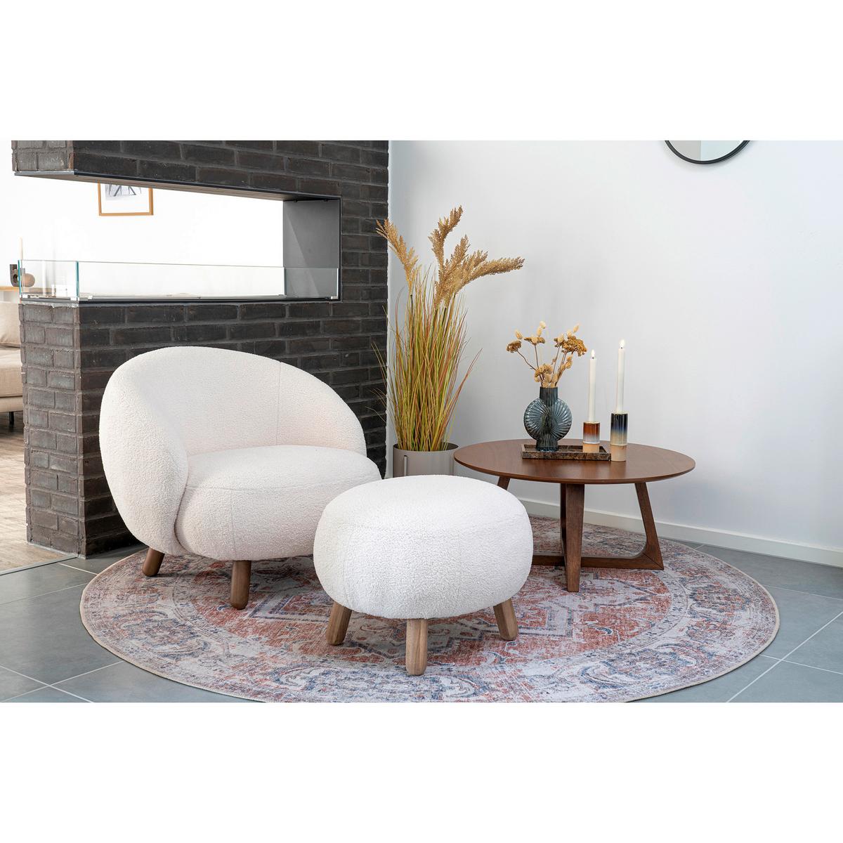 Hocker Savona Weiß/Braun - Weiß/Kieferfarben, Basics, Holz/Textil (60/37/50cm)