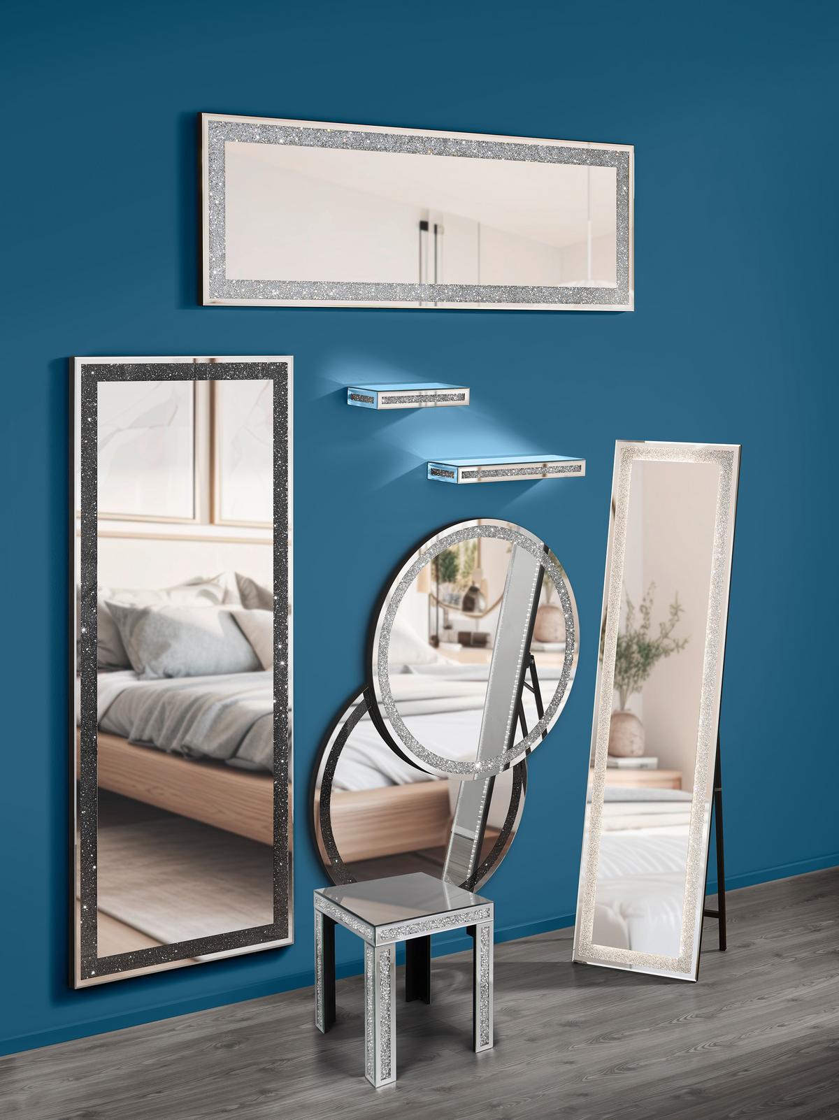Wandboard Zoe Silberfarben - Silberfarben, LIFESTYLE, Glas/Kunststoff (30/5,5/15cm) - Mömax