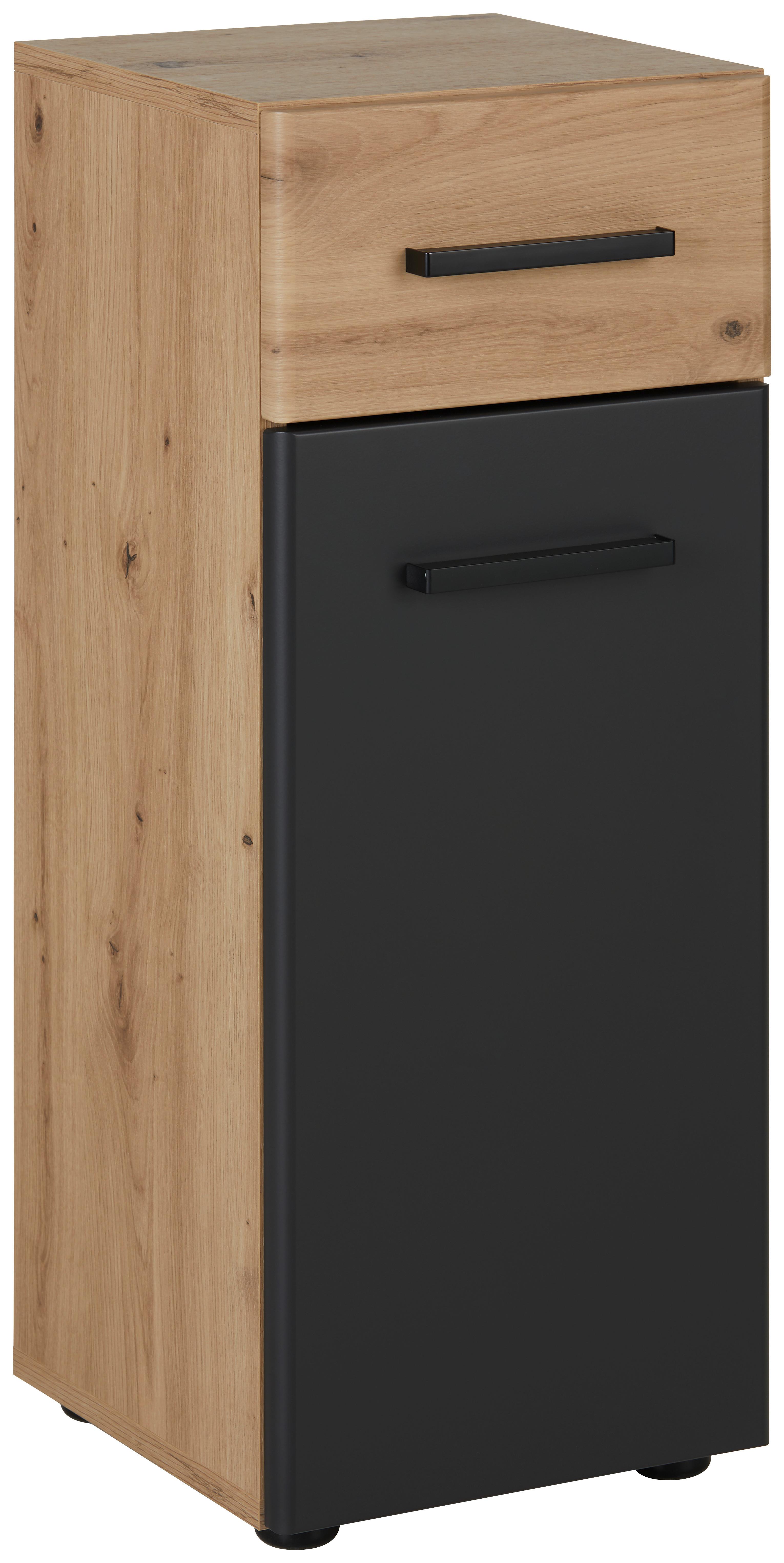 Unterschrank in Grau/Eichefarben - Eichefarben/Schwarz, Modern, Holzwerkstoff/Kunststoff (30/76/30cm) - Mömax