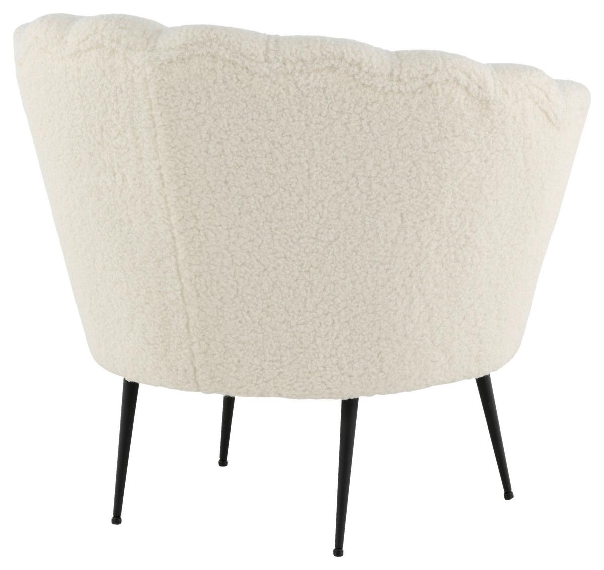 Sessel Calais Teddystoff ca. 83x76 cm Weiß - Schwarz/Weiß, Design, Textil/Metall (83/76/77cm) - Livetastic