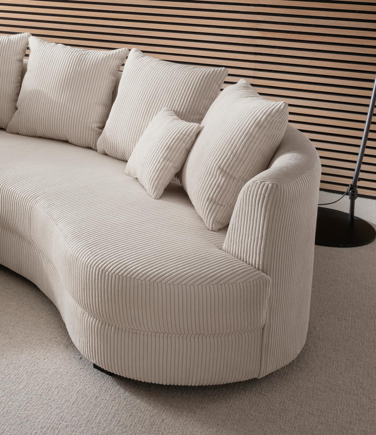 Wohnlandschaft Limoncello m. Hocker ca. 160x300 cm Beige - Beige/Schwarz, Design, Kunststoff/Textil (160/300cm) - Livetastic