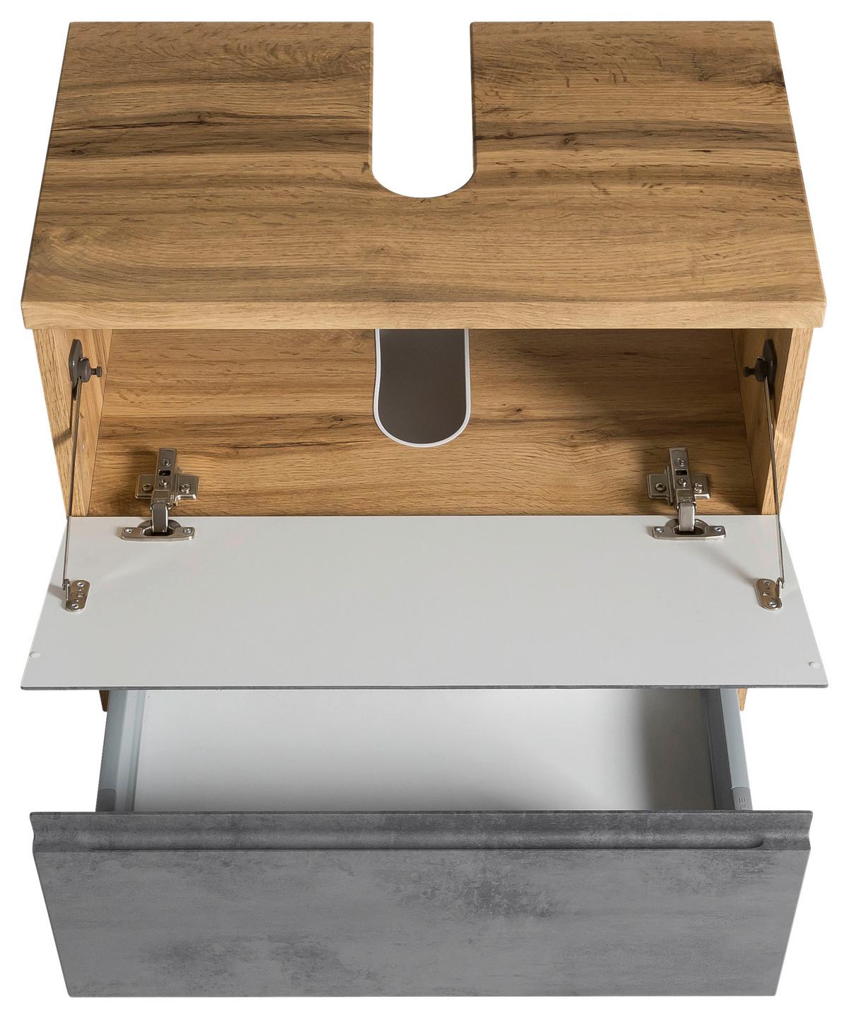 Waschbeckenunterschrank Varese ca. 60x56 cm Wotan Eiche - Eiche Wotan/Hellgrau, MODERN, Holzwerkstoff (60/56/35cm) - Held