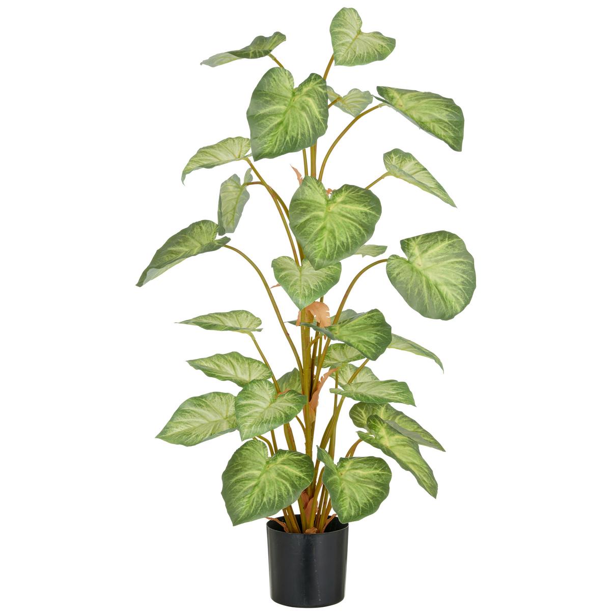 Kunstpflanze Syngonium Grün/Schwarz ca. 90cm - Schwarz/Braun, Basics, Kunststoff (90cm) - P & B