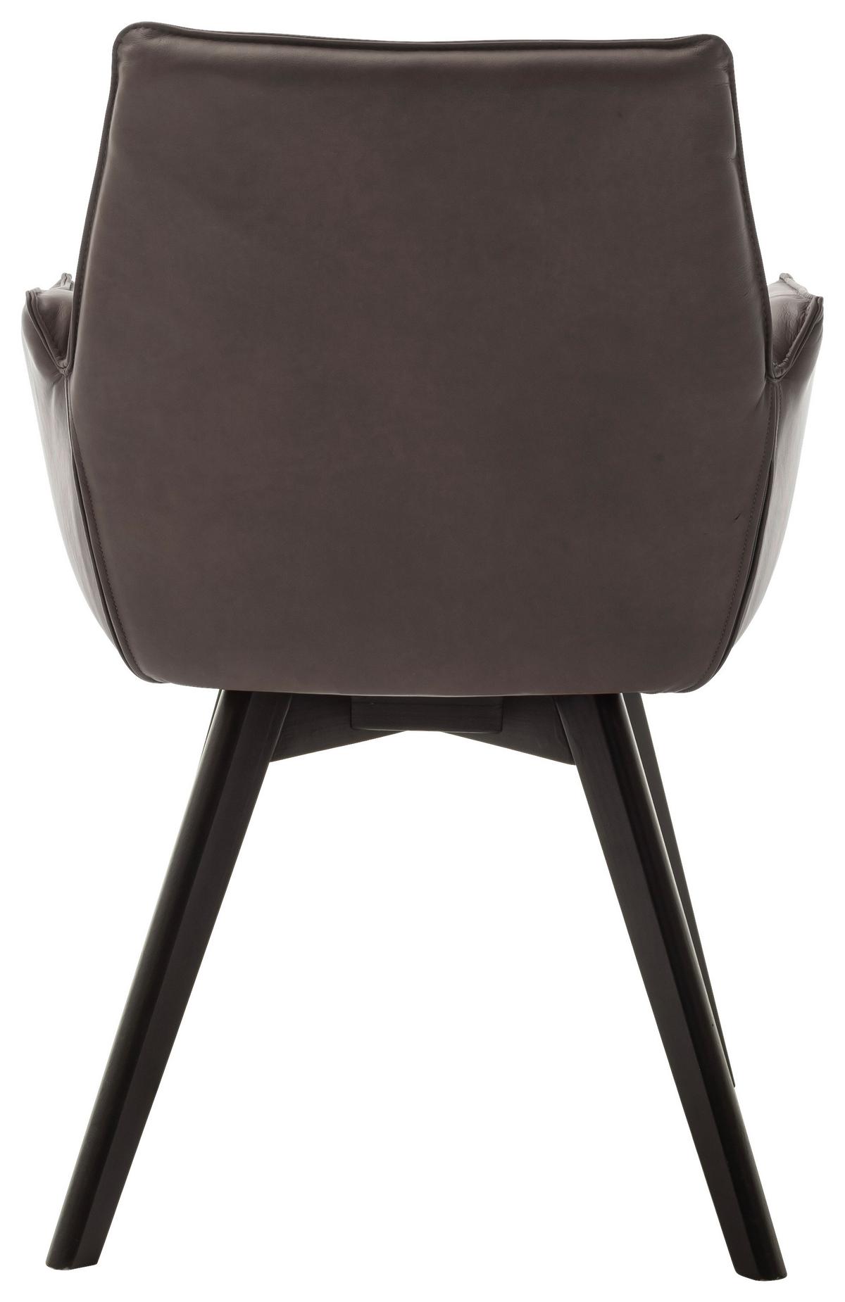 KRZESŁO Z PODŁOKIETNIKAMI CORK - czarny/cappuccino, Konventionell, skóra/drewno (61/87/63cm) - Linea Natura