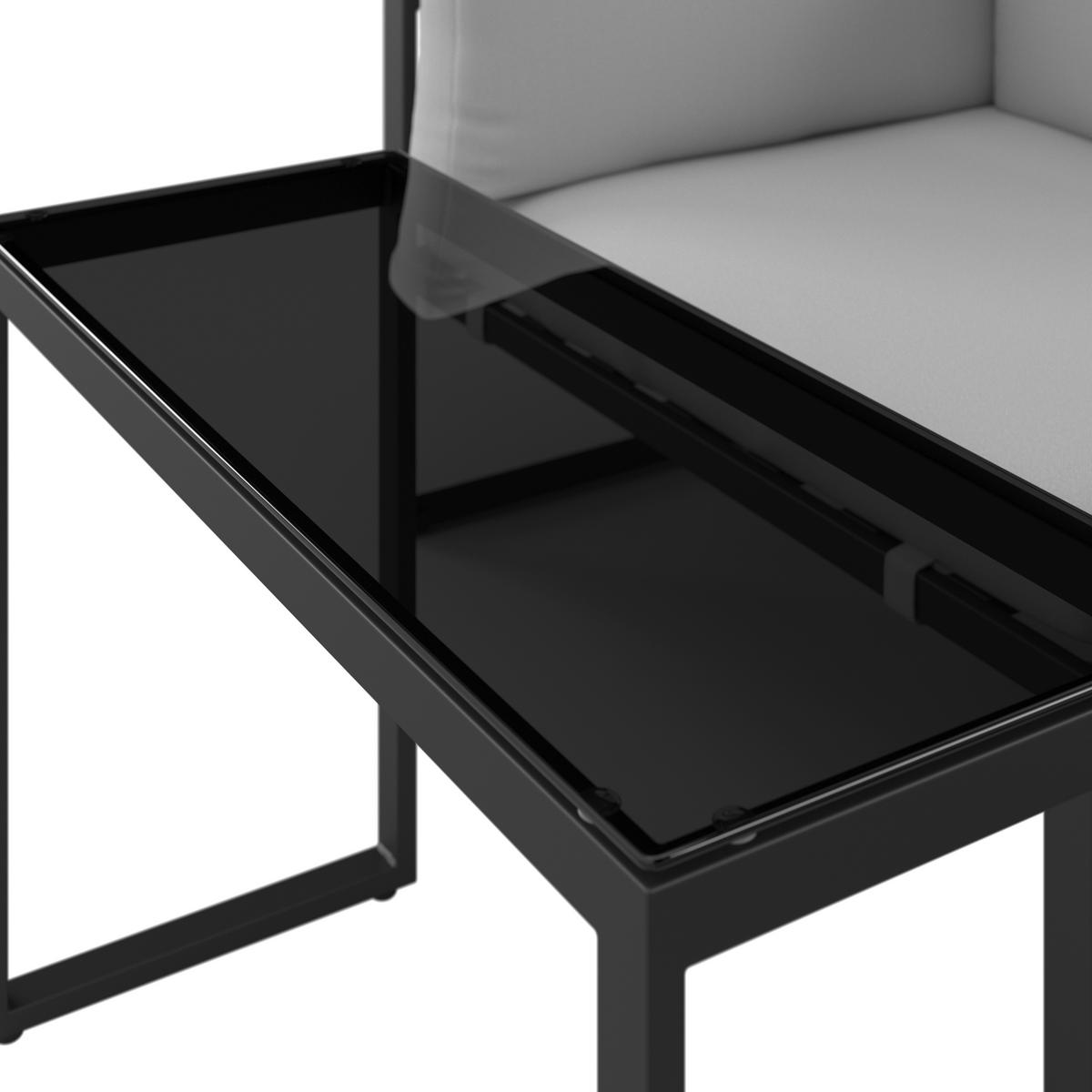 Loungegarnitur Valentina Grau Metall/Outdoorstoff +Abdeckung - Schwarz/Grau, MODERN, Glas/Textil (90/65/74cm) - Bessagi Garden