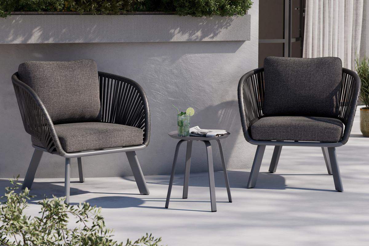 STOLIK BOCZNY KATI - antracytowy, Design, metal (40/40/46cm) - Ambia Garden
