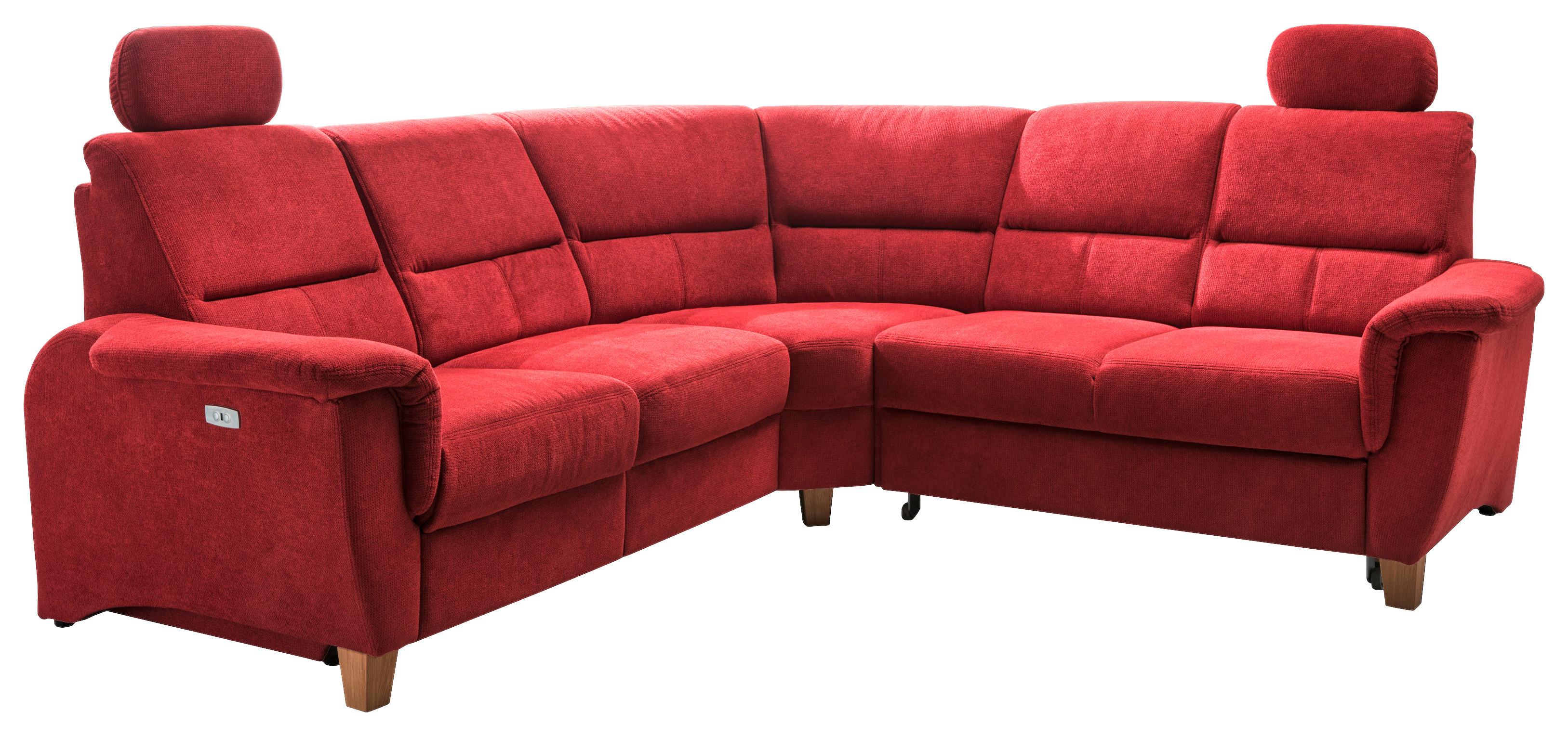 Wohnlandschaft Parole Rot Struktur - Wildeiche/Rot, KONVENTIONELL, Holz/Textil (241/238cm) - Livetastic