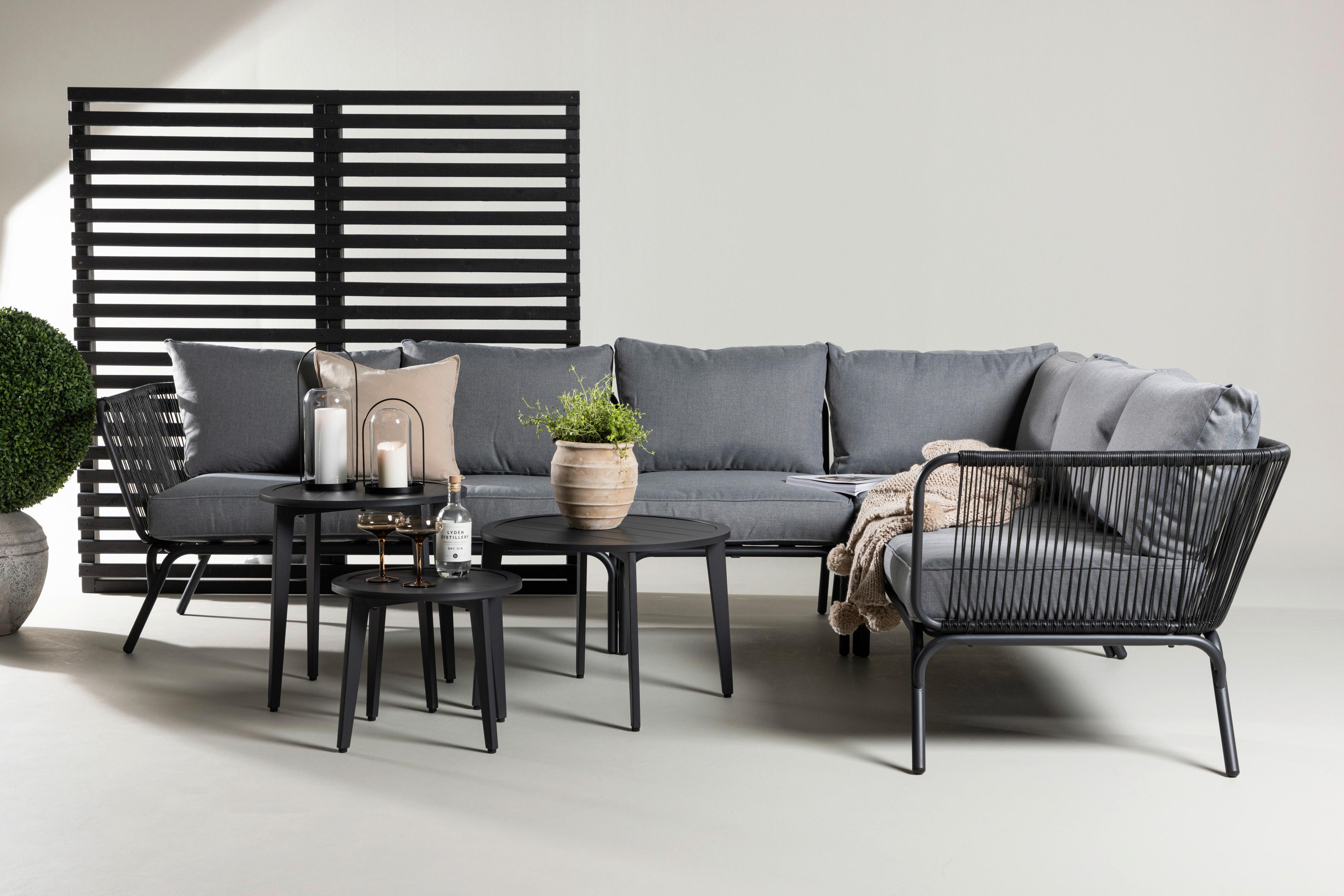Dining-Loungeset Roxo ca. 283x221 cm Schwarz - Schwarz/Grau, KONVENTIONELL, Textil/Metall - Gardenson