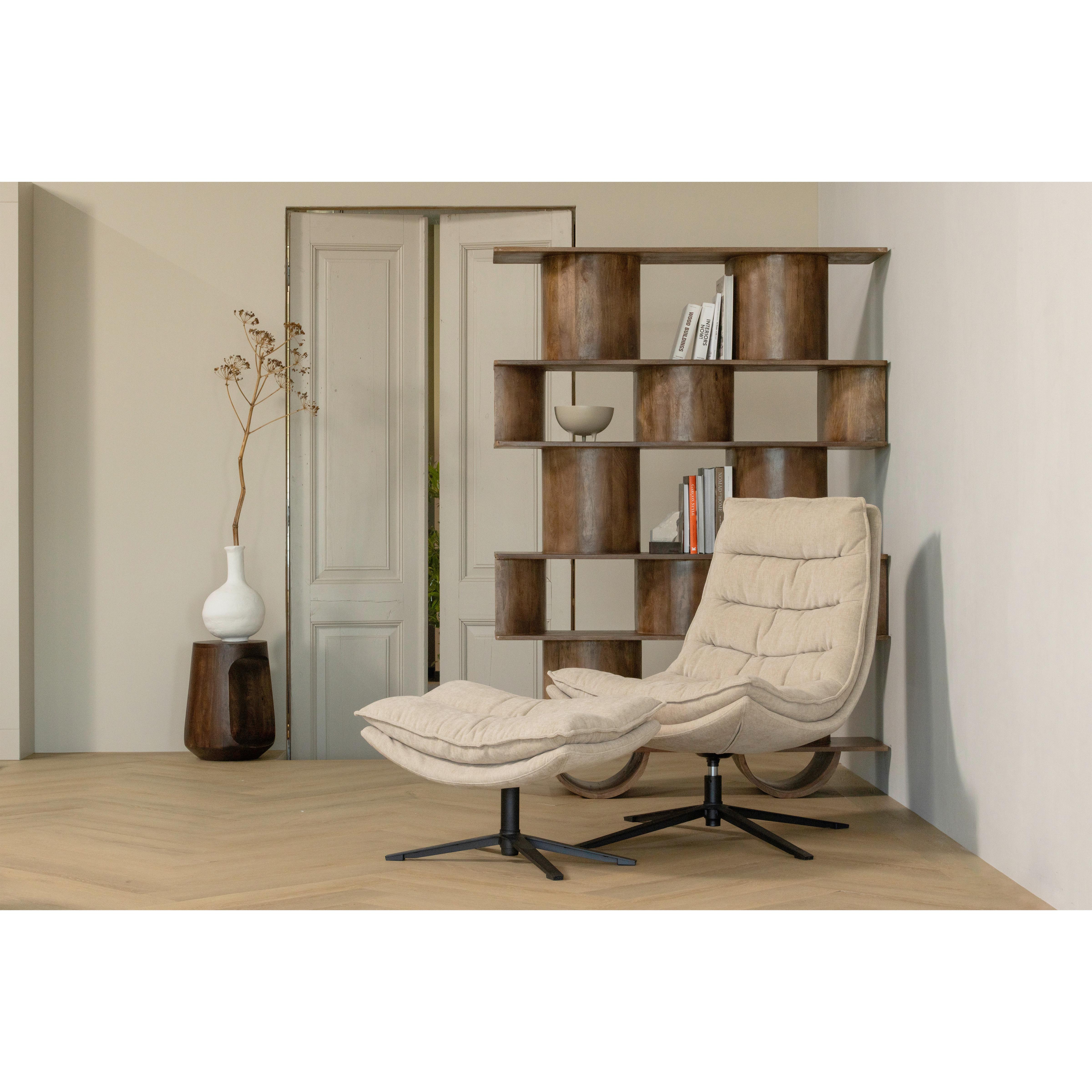 SESSELSET Kube Naturfarben B: 77cm - Schwarz/Naturfarben, Design, Textil/Metall (77/97/69cm) - Livetastic
