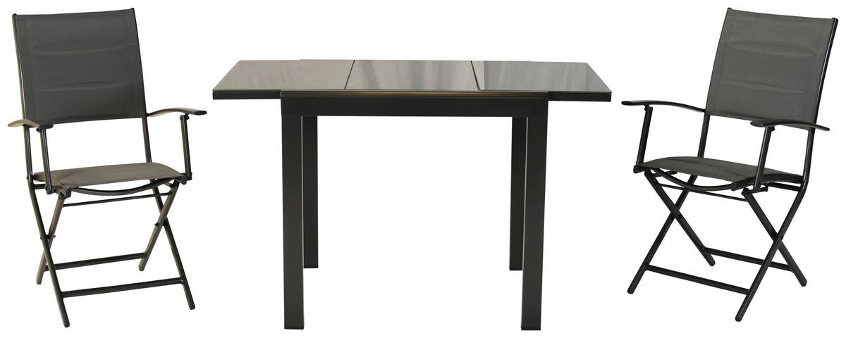 GARTENSET FLORENZ - Graphitfarben/Grau, MODERN, Textil/Metall - Gardenson