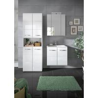 Badezimmer Ice 3-tlg. ca. 120 cm Weiß - Weiß Hochglanz/Silberfarben, MODERN, Keramik/Holzwerkstoff (120cm) - MID.YOU