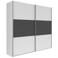 Schwebetürenschrank Saturn in Weiss/Graphitfarben - Weiss/Silberfarben, Konventionell, Holzwerkstoff/Metall (218/210/59cm) - Mömax