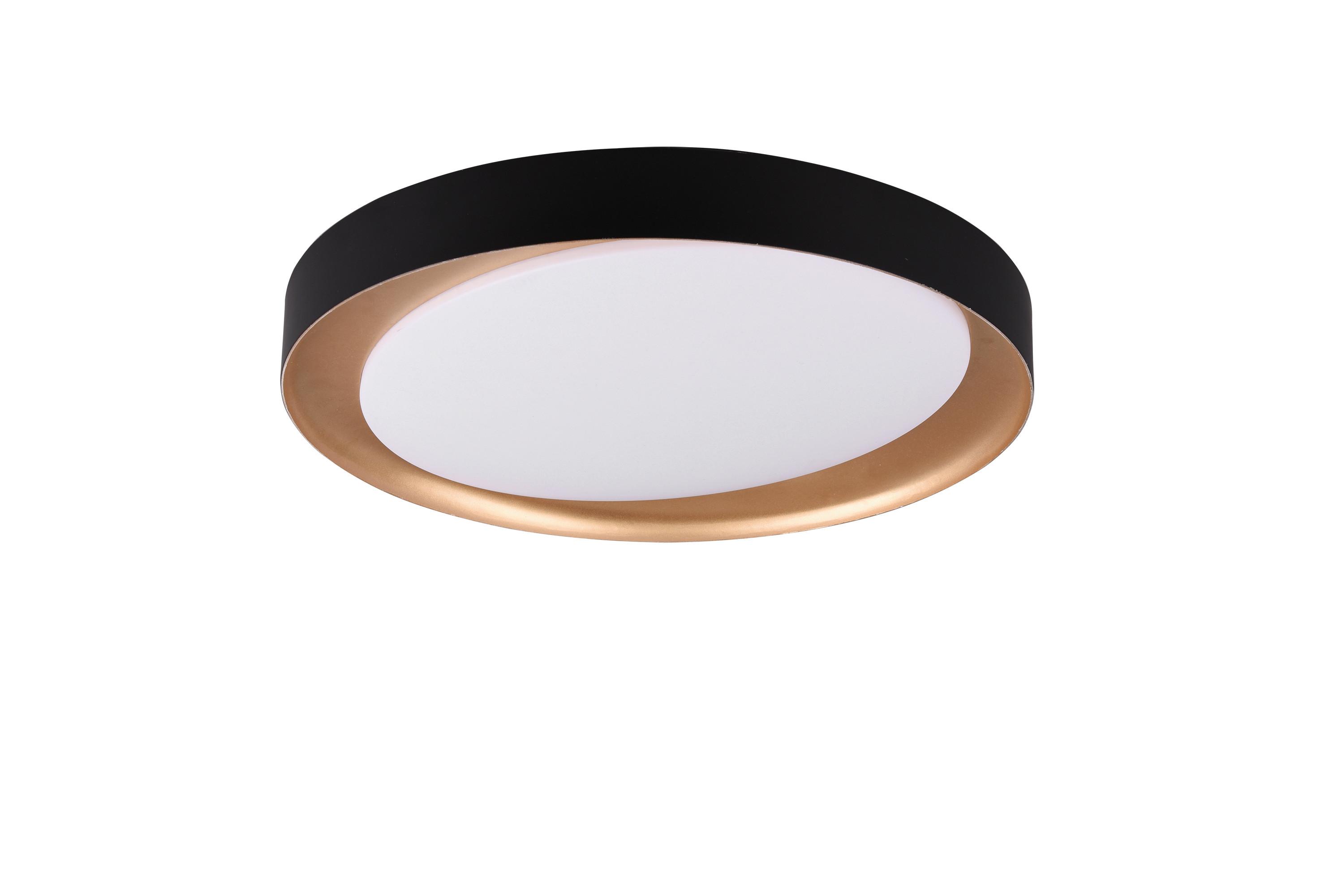 Deckenleuchte Zeta Schwarz/Gold max. 24 Watt - Goldfarben/Schwarz, Design, Kunststoff (48,5/48,5/7cm)