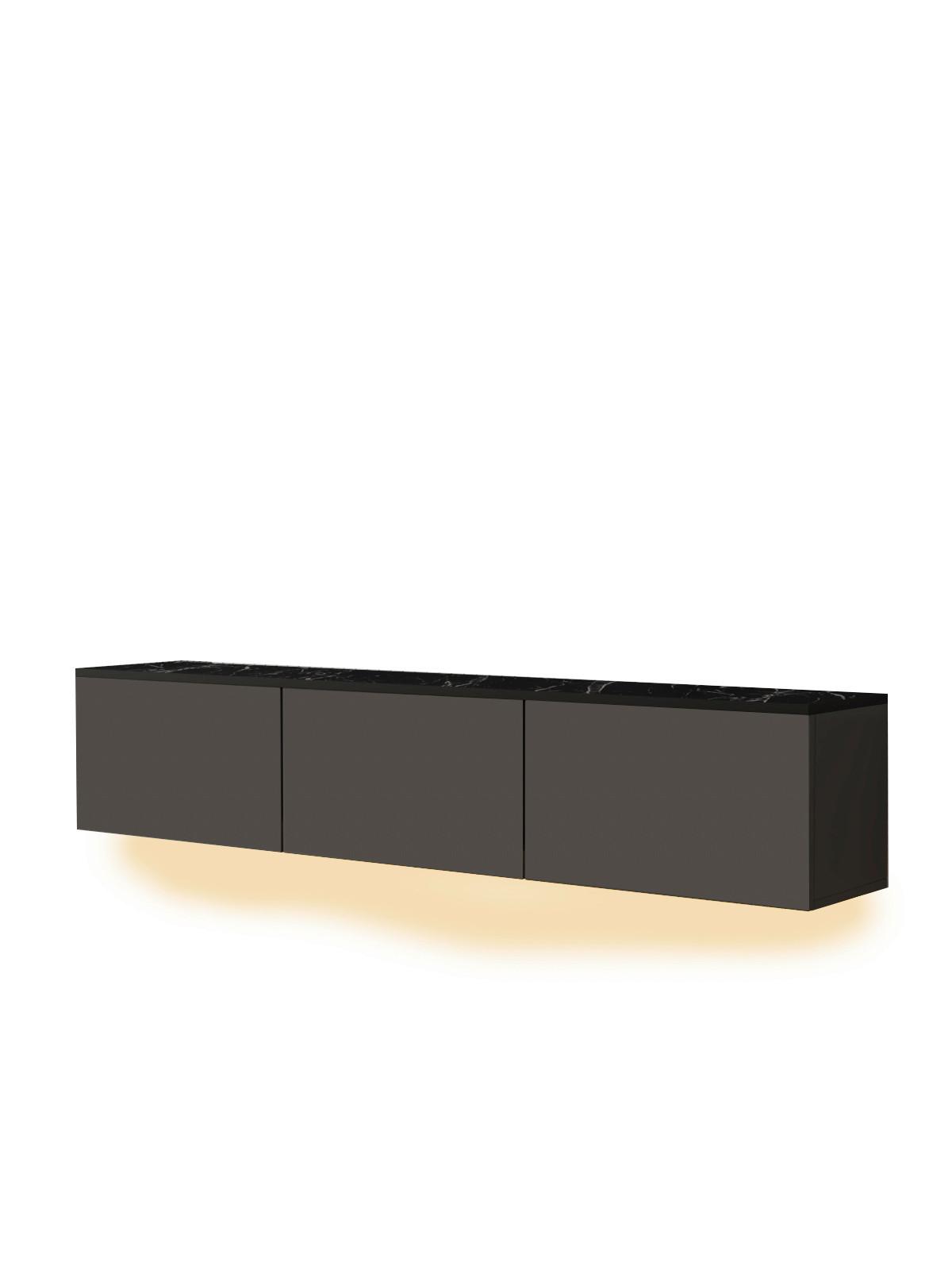 LOWBOARD NEON TV-MÖBEL - Anthrazit/Schwarz, Design, Holzwerkstoff (160/35/32cm) - Livetastic