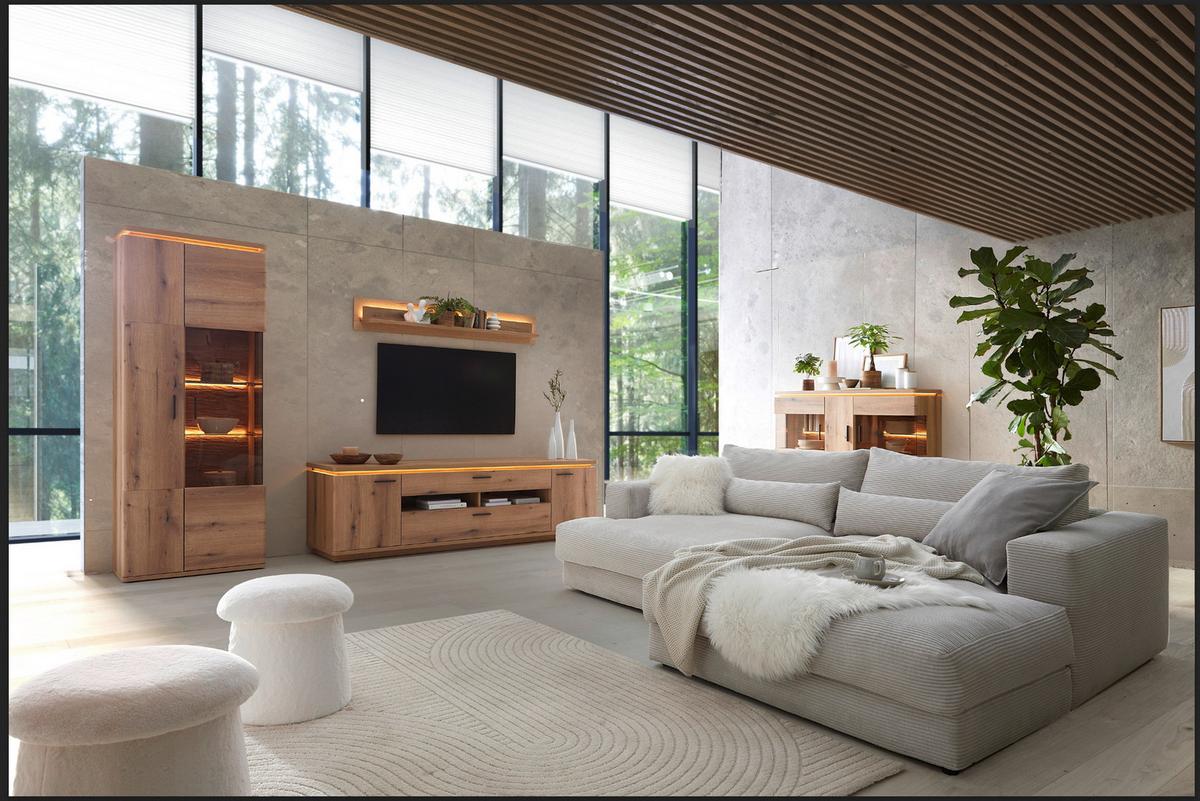 TV-Element Alameda Eichefarben - Eichefarben/Anthrazit, MODERN, Holzwerkstoff/Metall (210/65/50cm) - Based