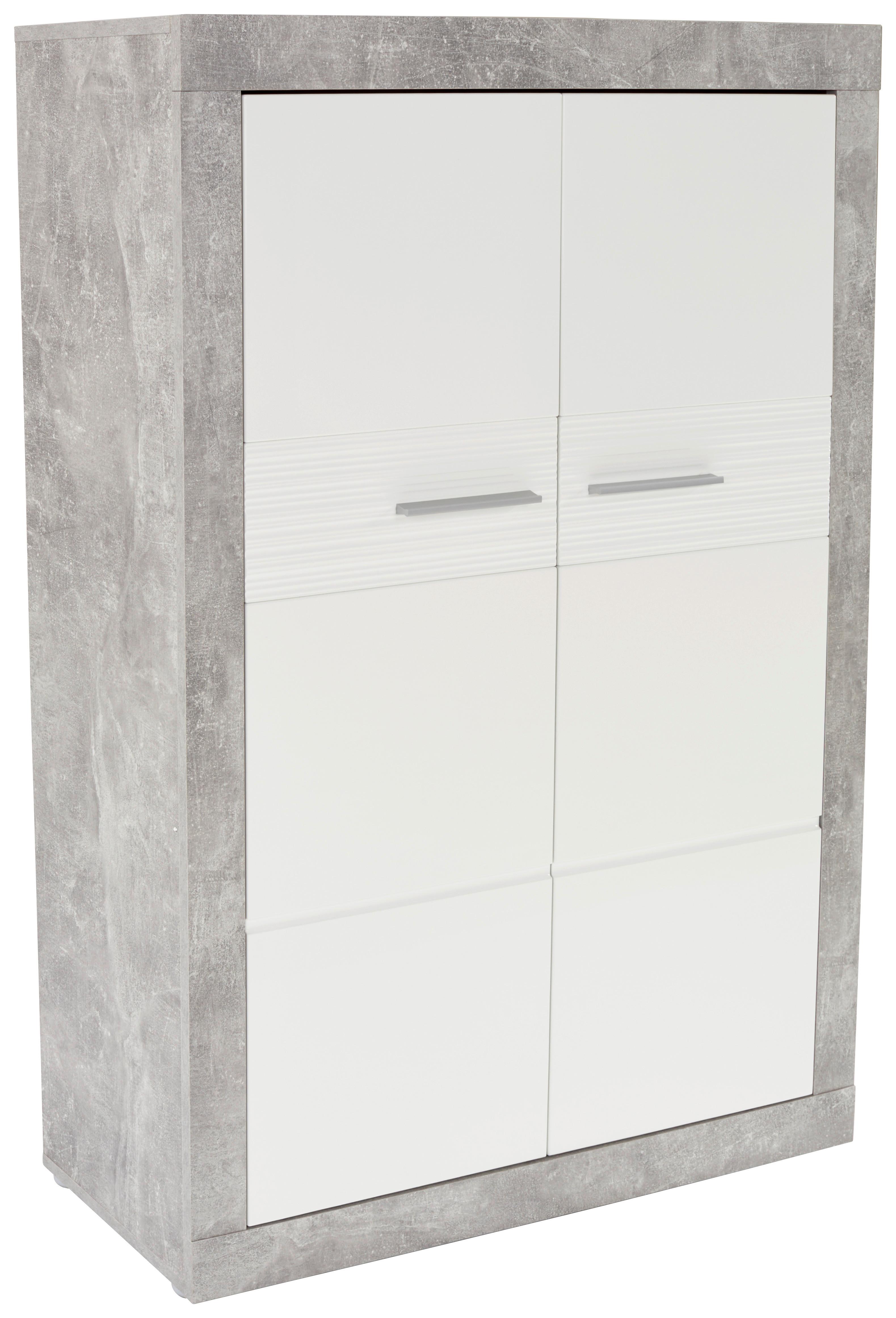 Komoda Malta - bijela/siva, Moderno, staklo/drvni materijal (96/132/35cm) - Modern Living