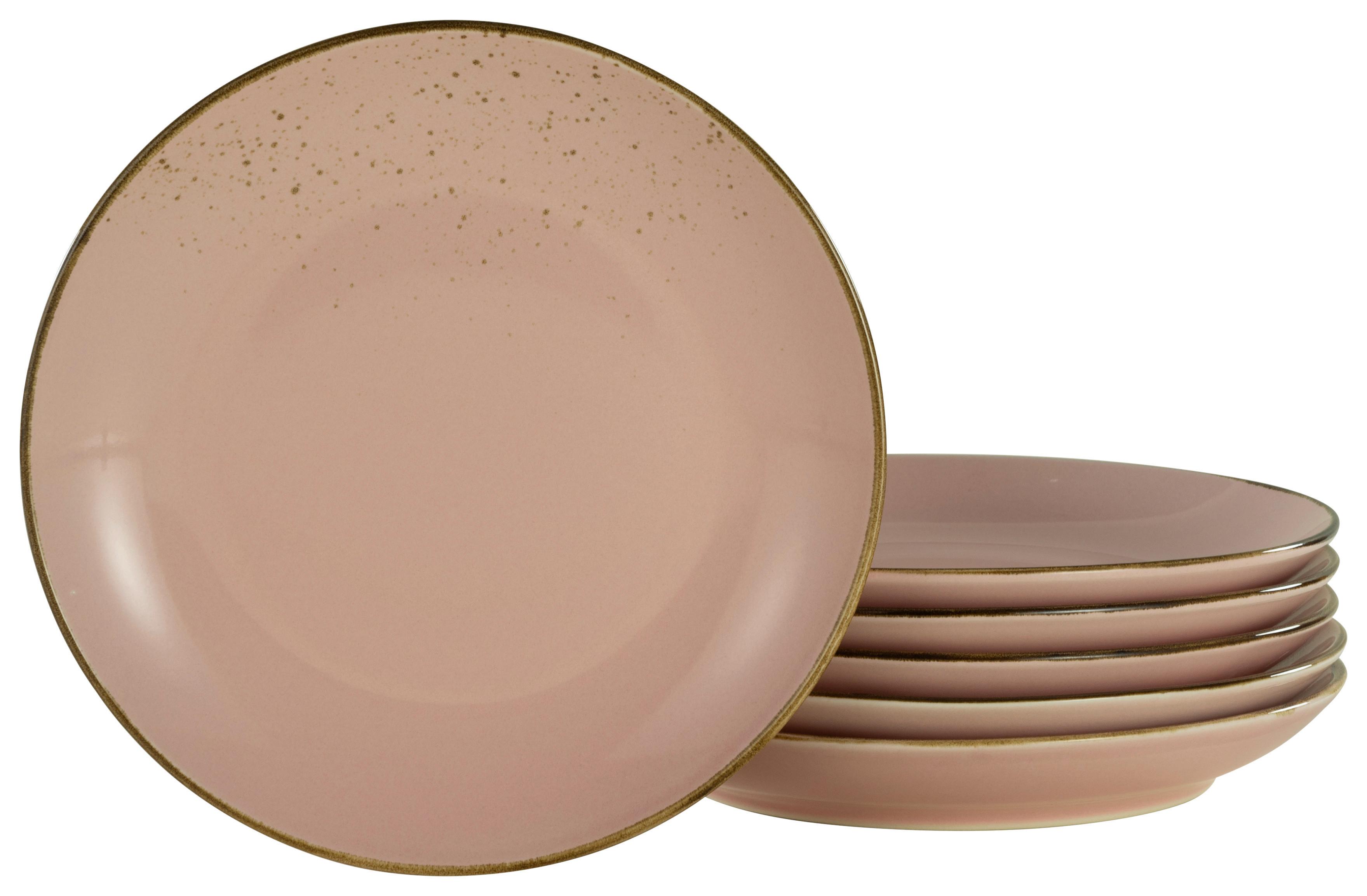 Set Desertnih Krožnikov Rose, 6-Delni - svetlo roza, Trend, keramika (21cm) - Creatable