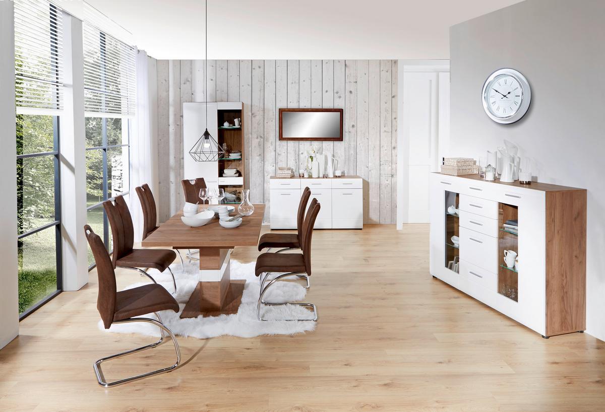 Visoka Komoda Avensis, Bela, Barva Hrasta - barve kroma/črna, Moderno, umetna masa/steklo (150/114,6/43,1cm) - Mömax