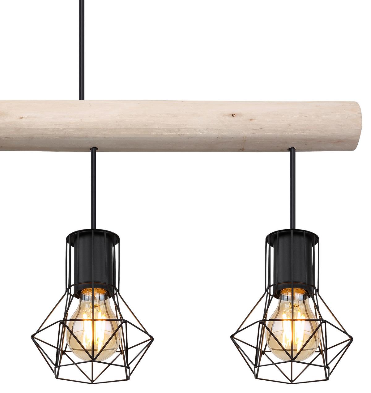 LAMPA WISZĄCA HAAG - kolor naturalny/czarny, Design, metal/drewno (100/15/120cm) - Novel