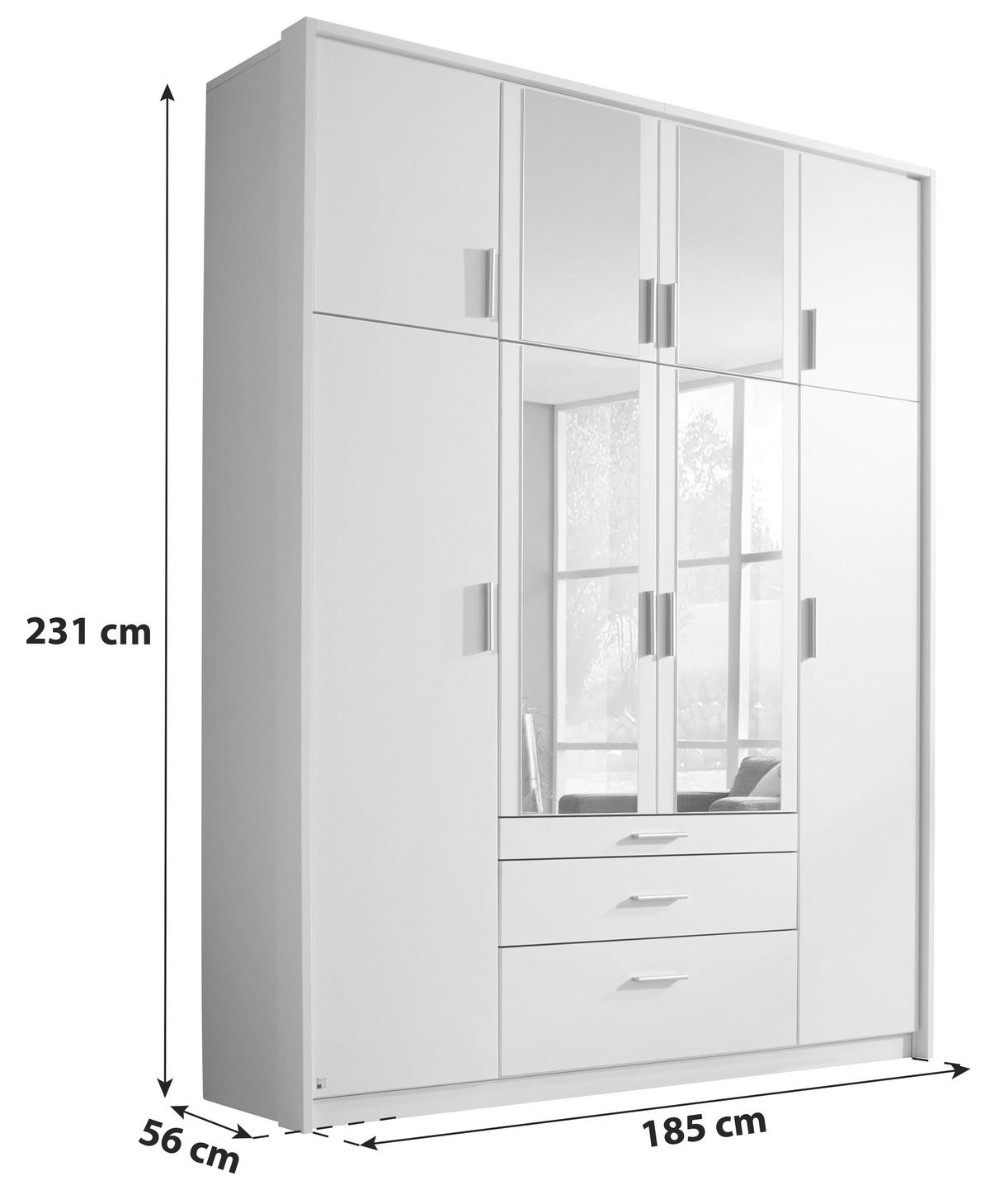Ormar S Klasičnim Vratima Hildesheim - bijela/prozirno, Design, staklo/drvni materijal (185/231/56cm) - Modern Living
