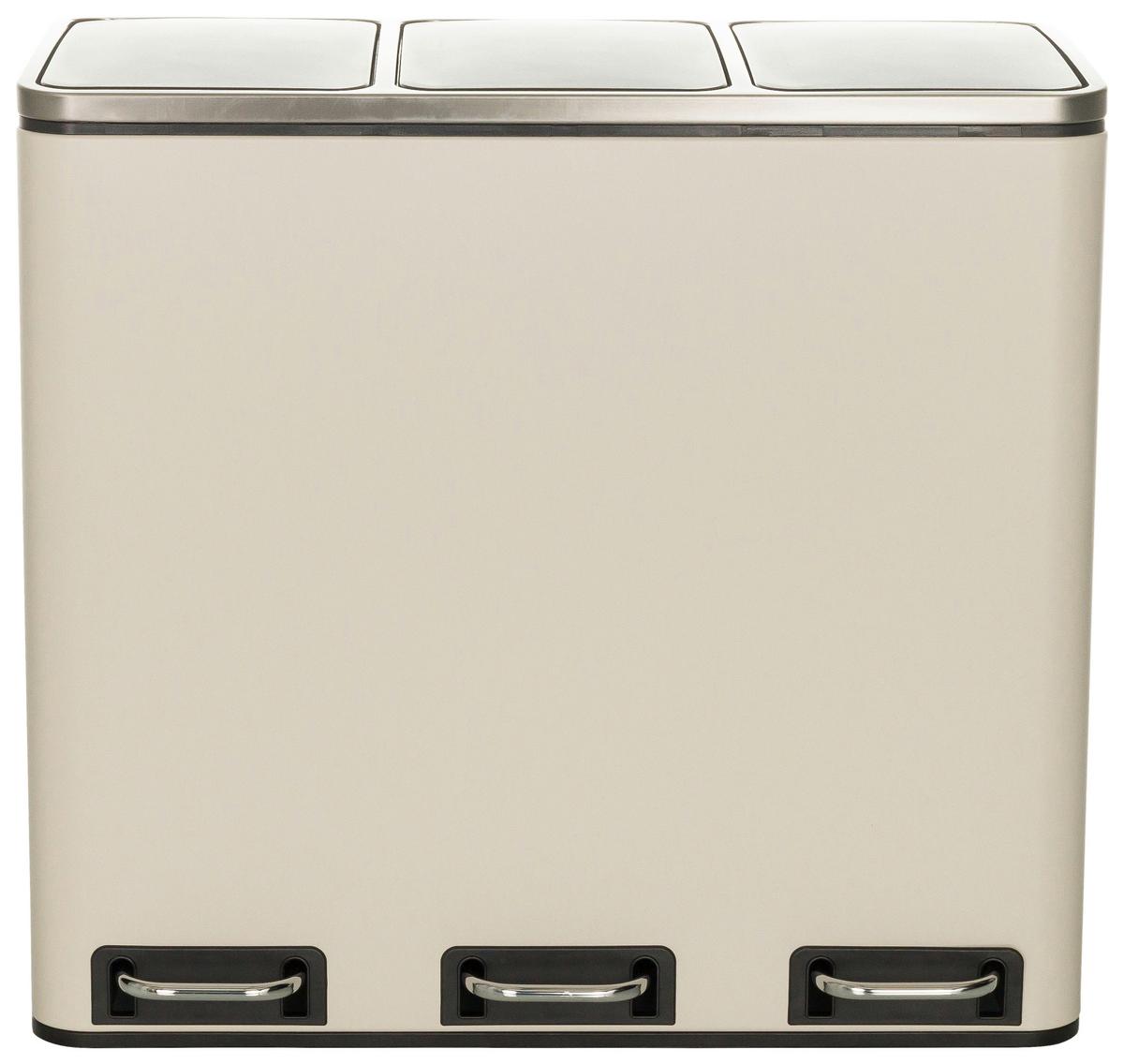 Koš Za Smeti Clean Ix, 3 X 18 L, Bež - črna/bež, Basics, kovina/umetna masa (61/56/31,5cm) - MID.YOU