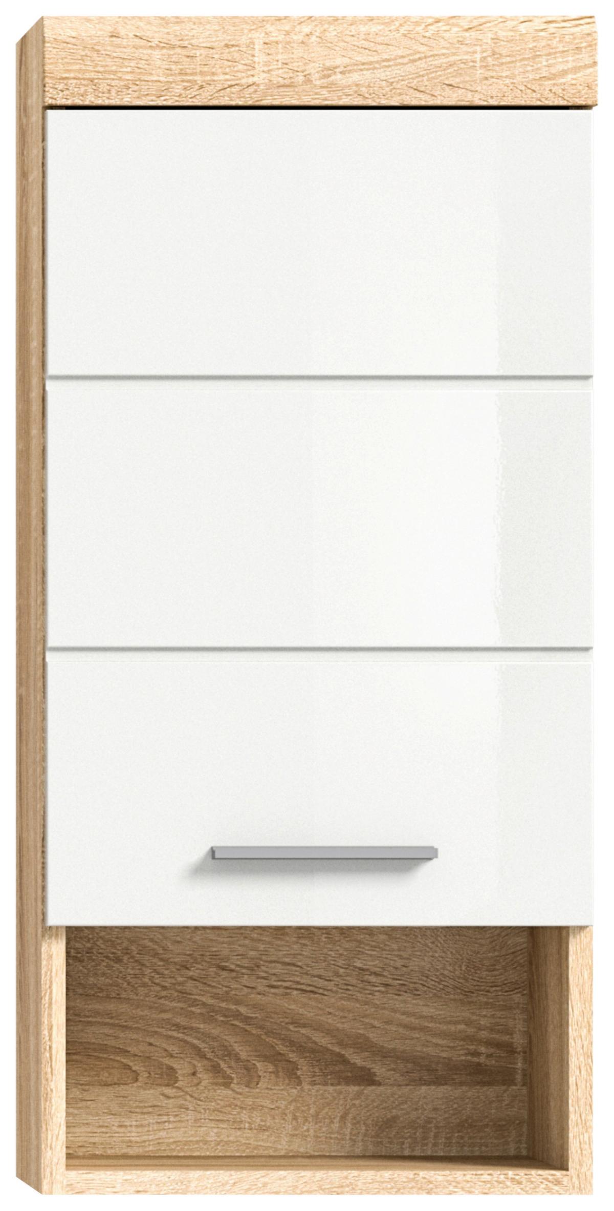 Hängeschrank Lambada ca. 37x79 cm Sonoma Eiche/Weiß - Weiß Hochglanz/Eichefarben, MODERN, Holzwerkstoff/Kunststoff (37/79/24cm) - MID.YOU
