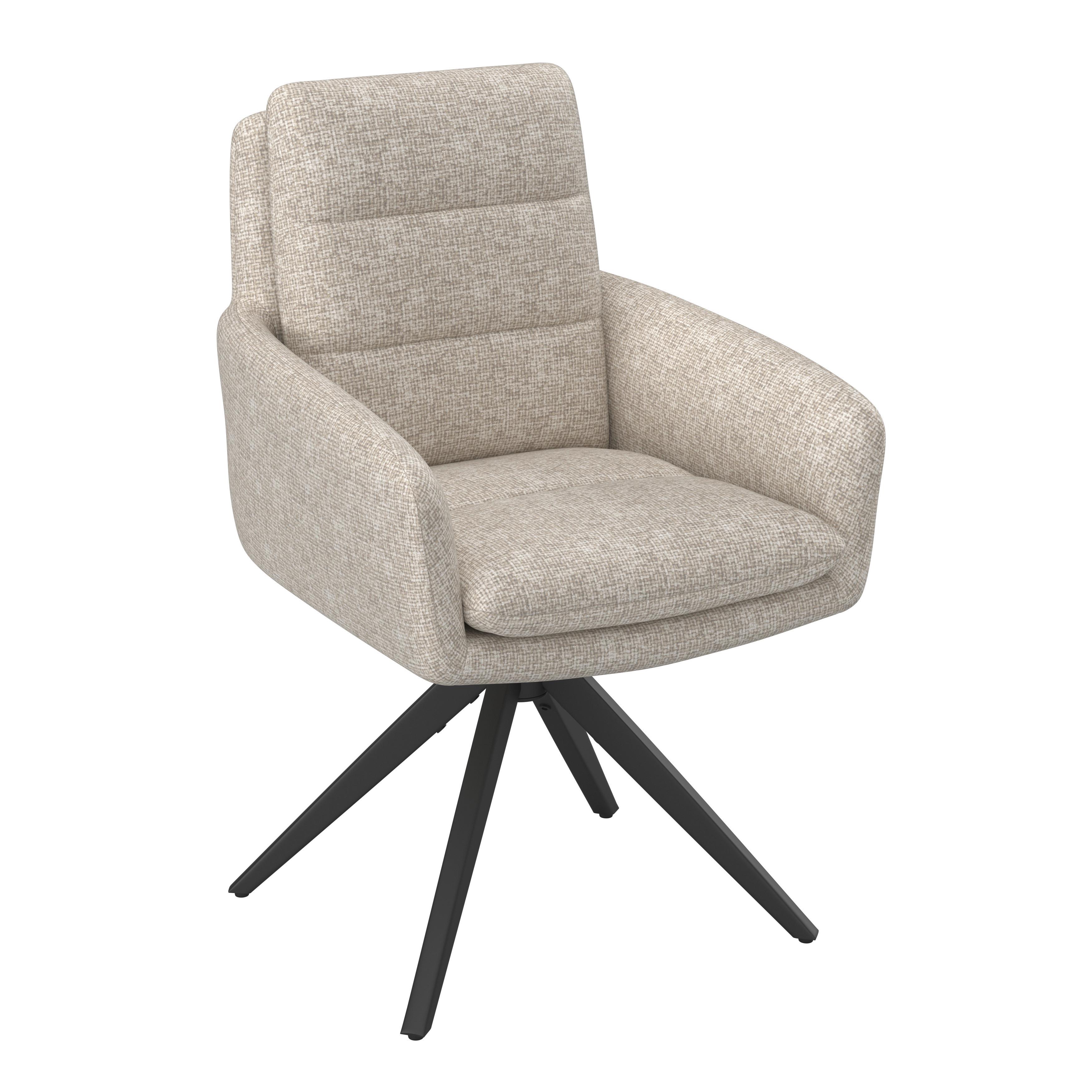 Armlehnstuhl Laurin Hellgrau Webstoff Drehbar Gepolstert - Hellgrau, MODERN, Holz/Textil (59/93/63cm) - Bessagi Home