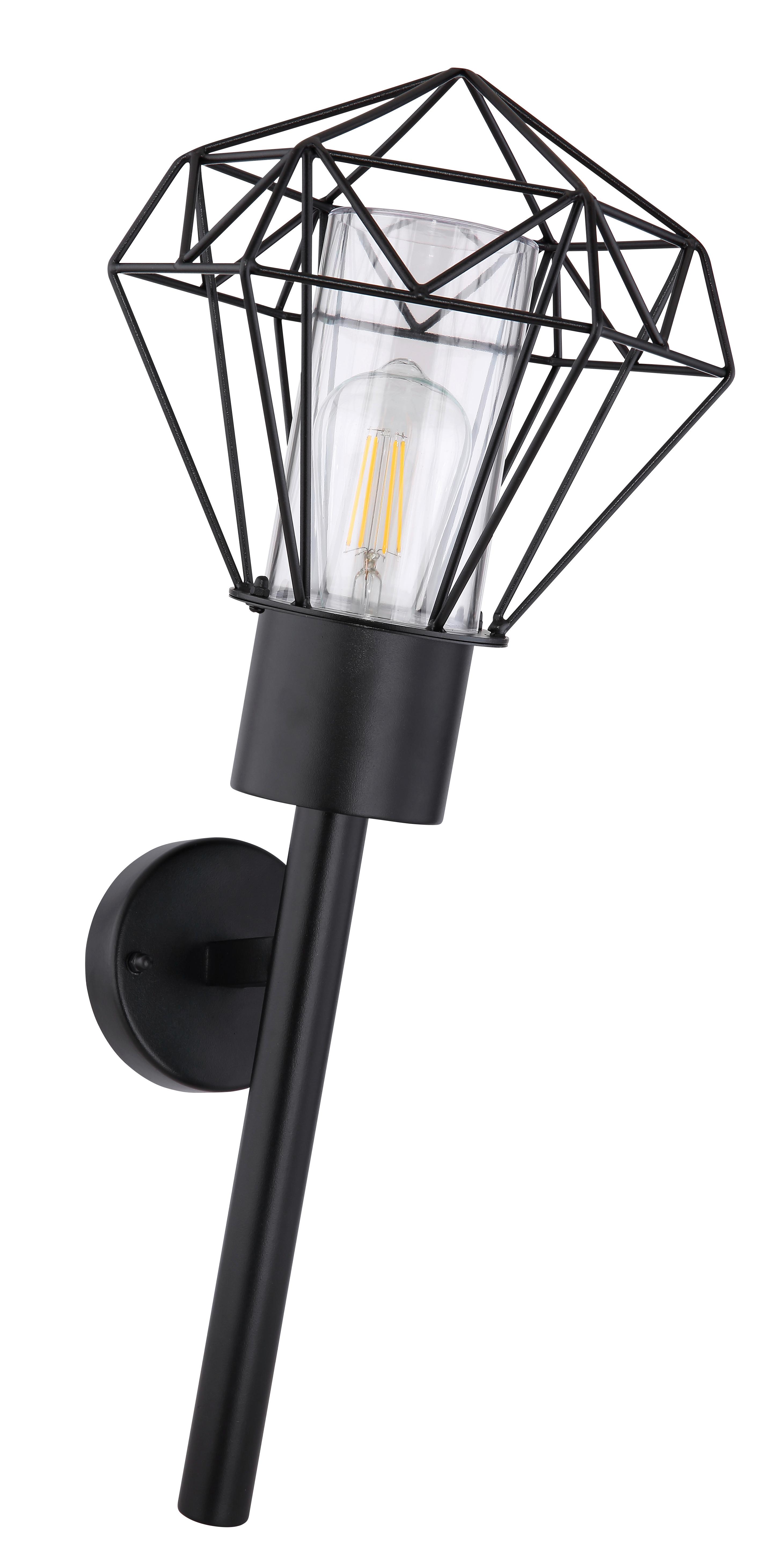 Außenleuchte Horace in Schwarz max. 15 Watt - Klar/Schwarz, Basics, Kunststoff/Metall (22,5/28,5/28,5cm) - Globo