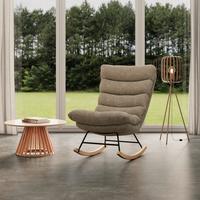 Schaukelsessel Devin Braun Webstoff - Hellbraun/Naturfarben, MODERN, Holz/Textil (70/100/106cm)