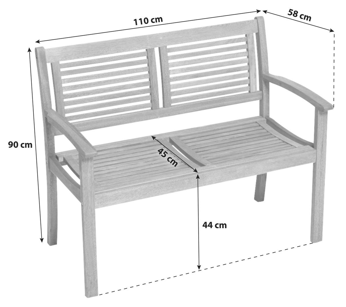 Gartenbank "Cordoba" aus Eukalyptus, natur - Naturfarben, Basics, Holz (110/90/58cm) - Gardenson