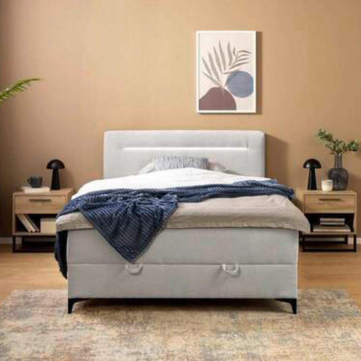 Boxbett Jerry Beige ca. 120x200cm - Beige/Schwarz, KONVENTIONELL, Textil (120/200cm) - Mömax