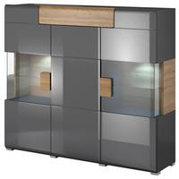 Félmagas Szekrény Toledo - tölgyfa színű/antracit, Modern, faalapú anyag/Üveg (147/132/39cm)