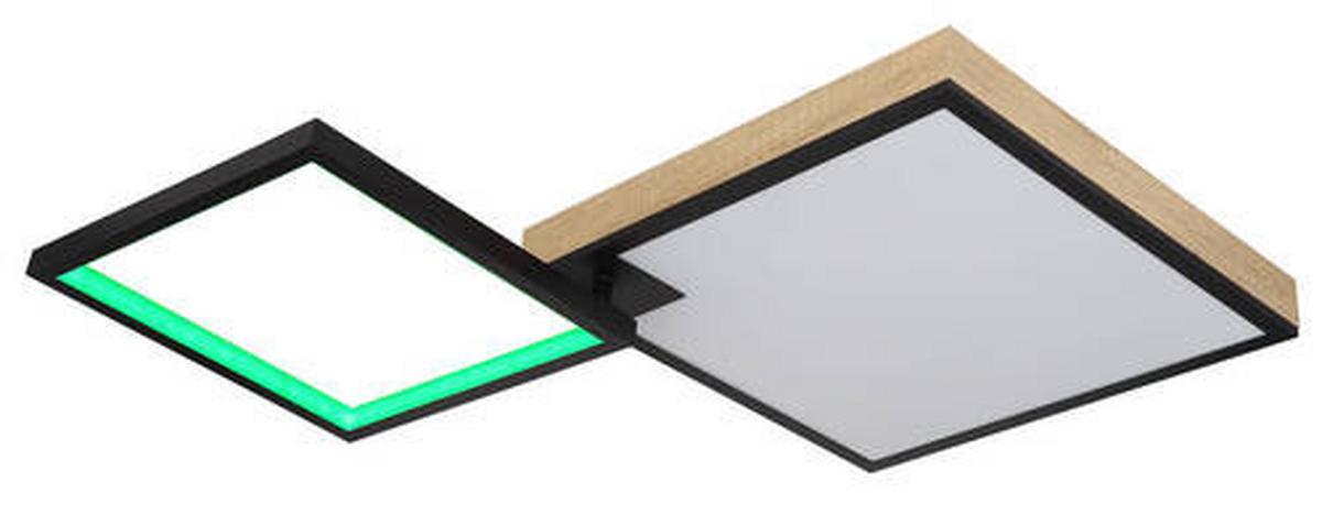 LED-Deckenleuchte Jacky Schwarz/Dunkelbraun max.40Watt - Dunkelbraun/Opal, Design, Holzwerkstoff/Kunststoff (85,5/55/10cm) - Globo